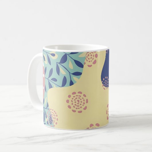 Mug Média mixte bleu et jaune géométrique (Devant gauche)