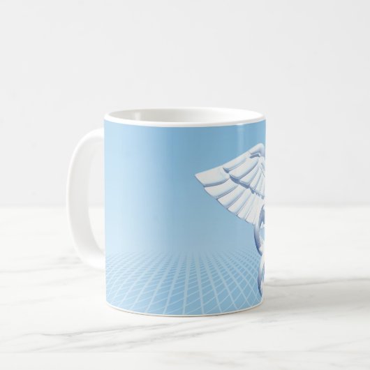 Mug Médicale blanc 3D Caduceus Blue Design (Devant gauche)