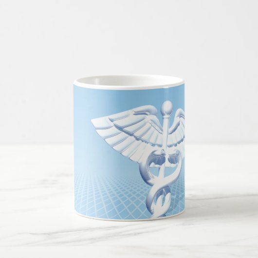 Mug Médicale blanc 3D Caduceus Blue Design (Centre)