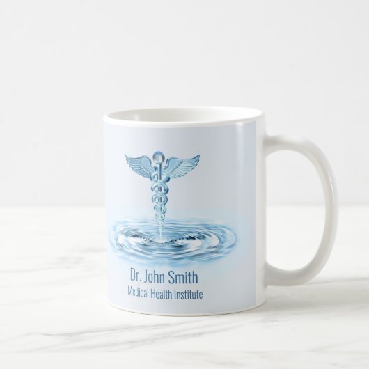 Mug Médicale Hermes Rod Caduceus Blue Water Riples (Droite)