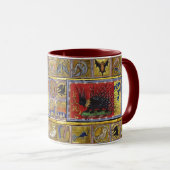 Mug MEDIEVAL BESTIARY,BLACK HEDGEHOG KING and ANIMALS  (Devant droit)