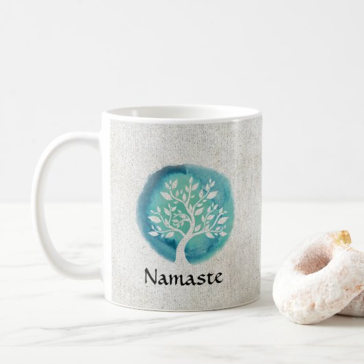 Mug Méditation Yoga Instructeur Elégant Aquarelle Arbr (Avec donut)