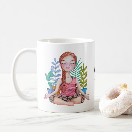 Mug Méditer la fille avec les Plantes (Avec donut)