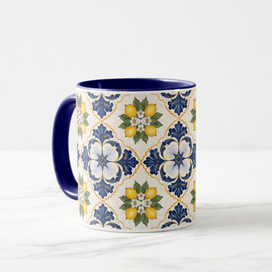 Mug Mediterranean Lemon Tile Italian Talavera (Devant gauche)