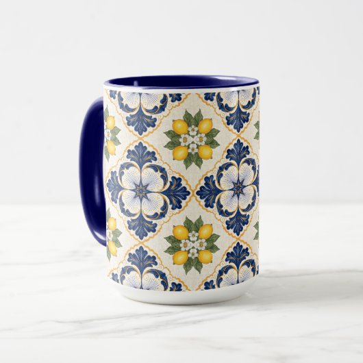 Mug Mediterranean Lemon Tile Italian Talavera (Devant gauche)