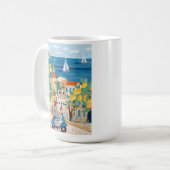 Mug Mediterranean Woman Scooter Illustration Coffee (Devant gauche)