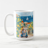 Mug Mediterranean Woman Scooter Illustration Coffee (Gauche)