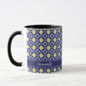 Mug Méditerranée Bleu Bleu Floral Carrelage Nom du Mot (Gauche)