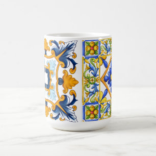 Mug méditerranéen, tuiles siciliennes, citrons