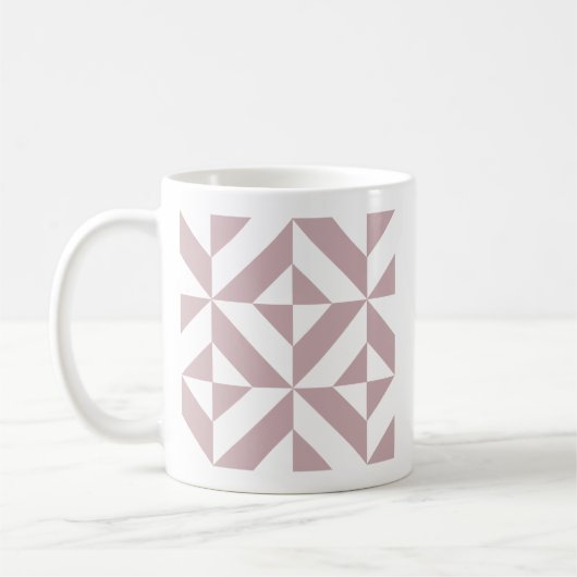 Mug Medium Mauve Geometric Deco Cube Pattern (Gauche)