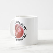 Mug Medium Personalized Text Cricket Ball 11oz. Custom (Devant gauche)