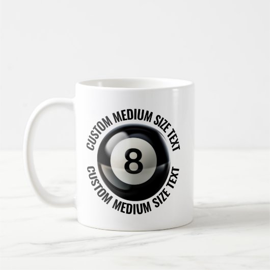 Mug Medium Personalized Text Poll 8 Ball 11oz. Custom (Gauche)