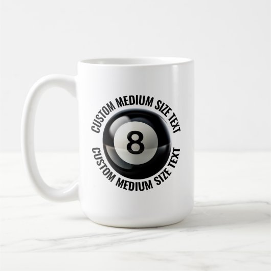 Mug Medium Personalized Text Pool 8 Ball 15 oz. Custom (Gauche)
