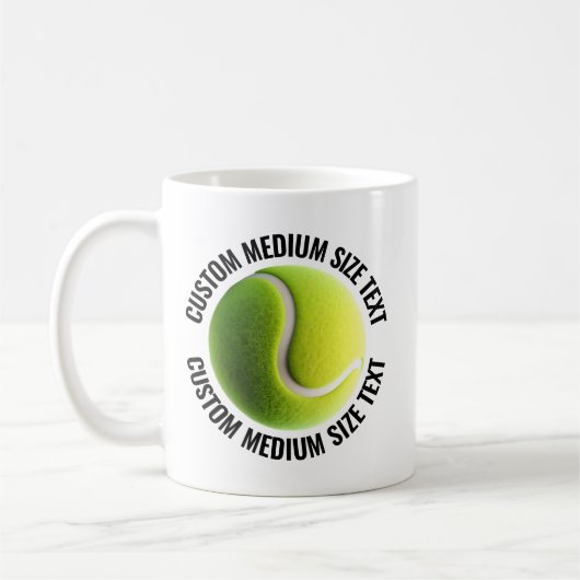 Mug Medium Personalized Text Tennis Ball  11oz. Custom (Gauche)