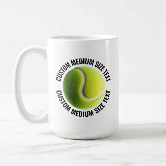 Mug Medium Personalized Text Tennis Ball 15 oz. Custom (Gauche)