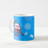 Mug Méduse de dessin animé festive mignonne (Devant gauche)