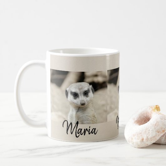 Mug Meerkat Musique noire beige (Avec donut)