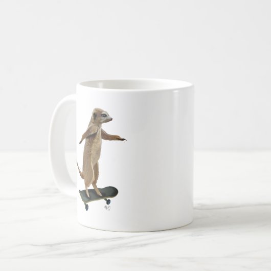 Mug Meerkat Sur Skateboard 2 (Devant gauche)
