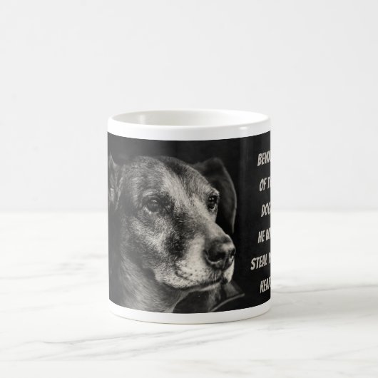 Mug Méfiez-vous du chien, photo de l'animal de compagn (Centre)