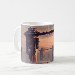 Mug Mégastructures flottantes futuristes au-dessus de
