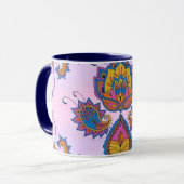 Mug Mehndi Bleu et Violet Art Floral, Bliss Bleus (Devant gauche)