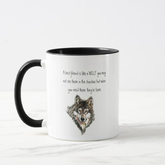 Mug Meilleur Ami Citation Inspirationnelle Wolf, Wolve (Gauche)