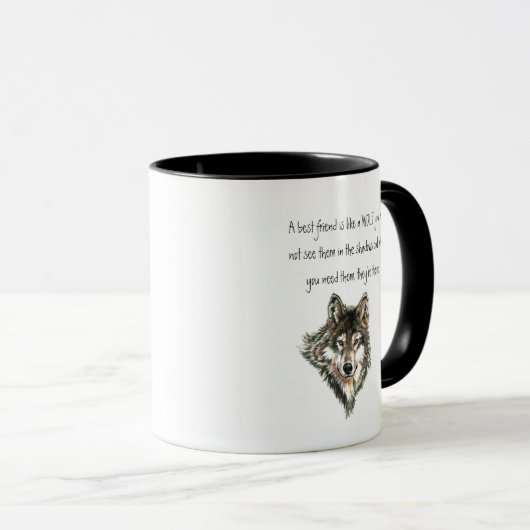Mug Meilleur Ami Citation Inspirationnelle Wolf, Wolve (Devant droit)