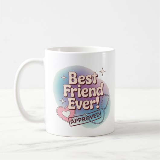Mug Meilleur ami jamais, conception de texte approuvée (Gauche)