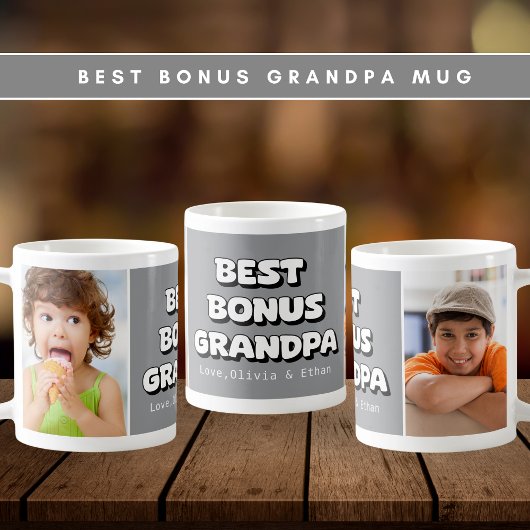 Mug Meilleur Bonus Grand-Père Petits-Enfants 2 Photo G