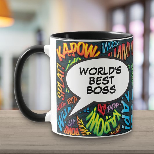 Mug Meilleur Boss du monde amusant Retro Comic Book Po