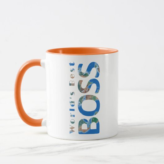 Mug Meilleur Boss du monde, Surface de la Terre Carte  (Gauche)