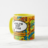 Mug Meilleur Boss Ever Amusant Retro Pop Art Livre (Devant gauche)