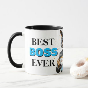 Mug Meilleur Boss Ever Wolf avec café et devis
