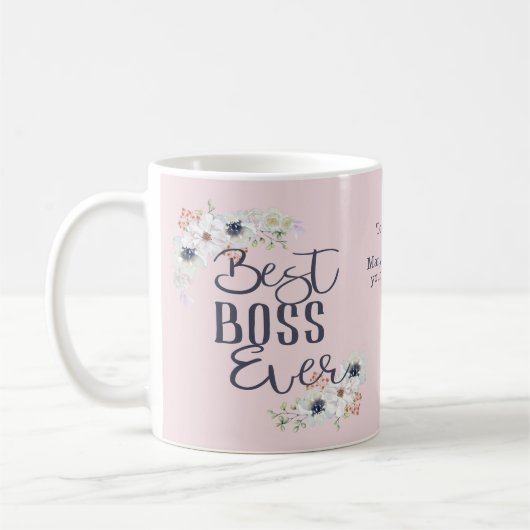 Mug Meilleur Boss Jamais Appréciation Florale (Gauche)