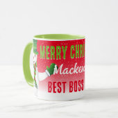 Mug Meilleur Boss jamais avec Snowman à Noël (Devant gauche)