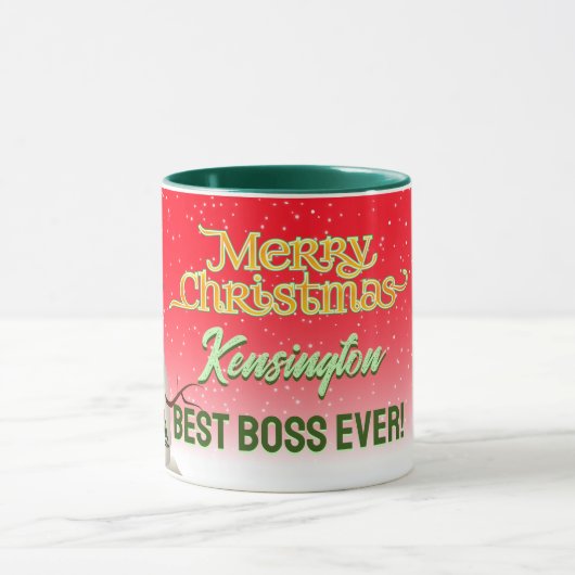 Mug Meilleur Boss jamais avec Snowman sur RED (Centre)