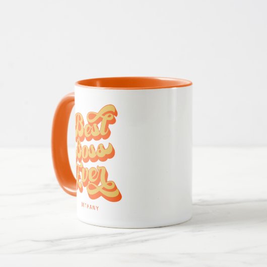 Mug Meilleur Boss Jamais Rétro Orange Personnalisé Nom (Devant gauche)