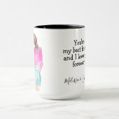 Mug Meilleur cadeau d'ami Deux filles brunette aquarel (Centre)