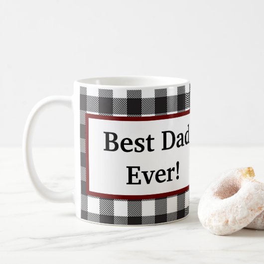Mug Meilleur cadeau Papa Ever pour papa Plaqué noir et (Avec donut)