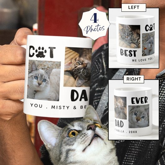 Mug MEILLEUR CAT PAPA JAMAIS Photo Collage Empreinte d