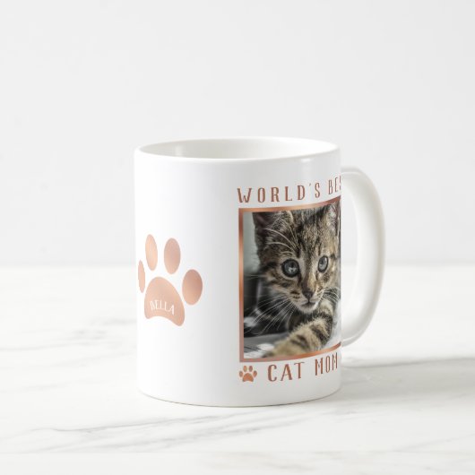 Mug Meilleur Chat au monde Maman Rose Gold Foil Paws p (Devant droit)