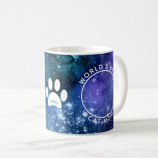 Mug Meilleur Chat Maman Empreintes de pattes Espace ph (Devant droit)