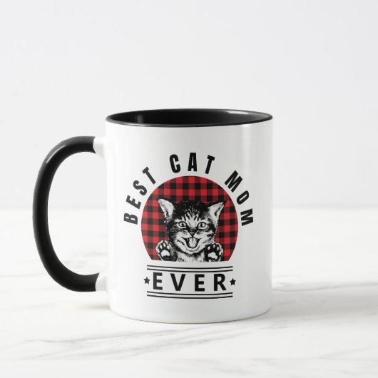 Mug Meilleur Chat Maman Jamais Buffalo Plaid (Gauche)