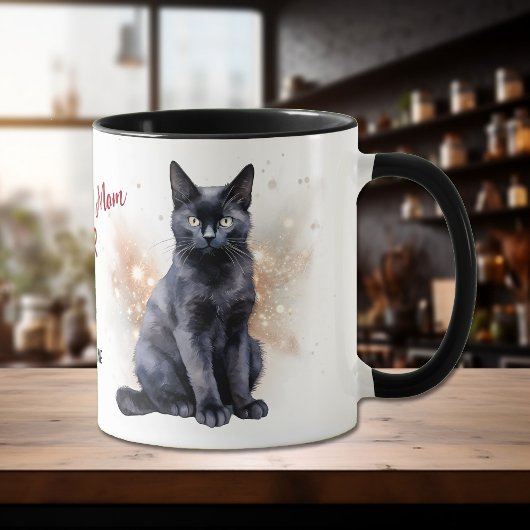 Mug Meilleur Chat Noir Maman Ever Star Confetti