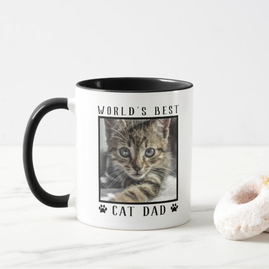Mug Meilleur Chat Papa Empreintes de pattes du monde C (Avec donut)