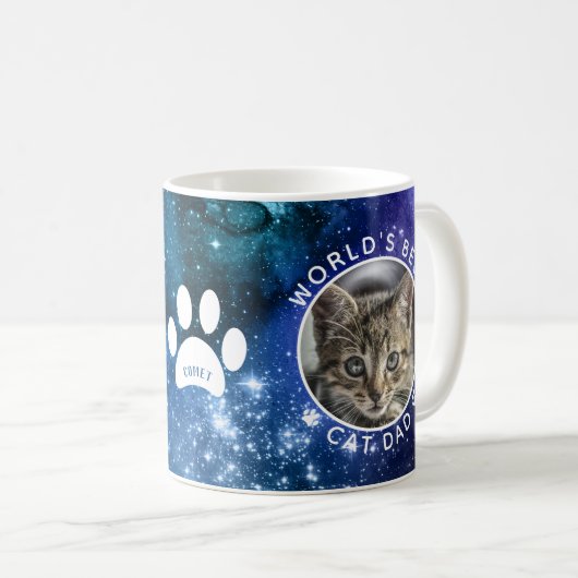 Mug Meilleur Chat Papa Empreintes de pattes Espace pho (Devant droit)