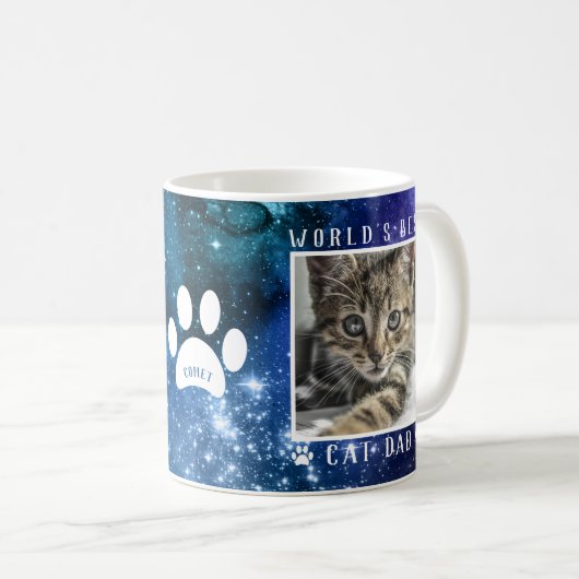 Mug Meilleur Chat Papa Empreintes de pattes Nom Espace (Devant droit)