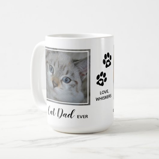 Mug Meilleur Chat Papa Jamais- Personnalisé Cute Pet P (Devant gauche)