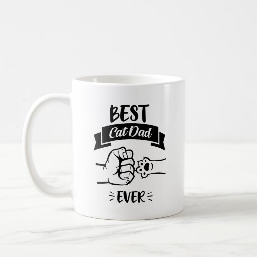 Mug Meilleur Chat Papa Jamais Poing & Paw Bump Citatio (Gauche)