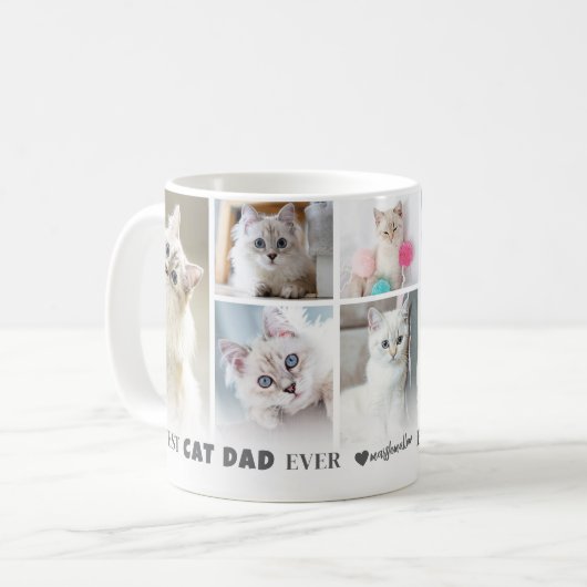 Mug Meilleur chat Papa Pet Photo Collage (Devant gauche)